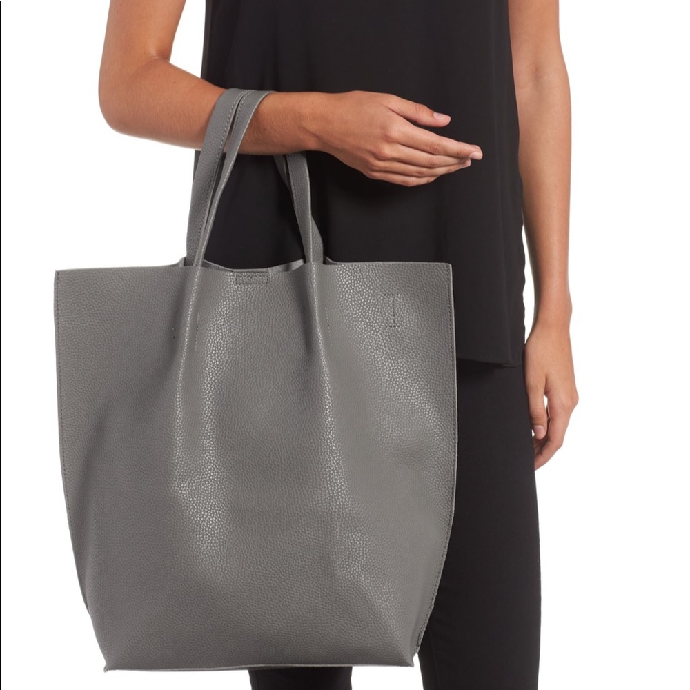 Gray BP Street Level Pebbled Faux Leather Tote